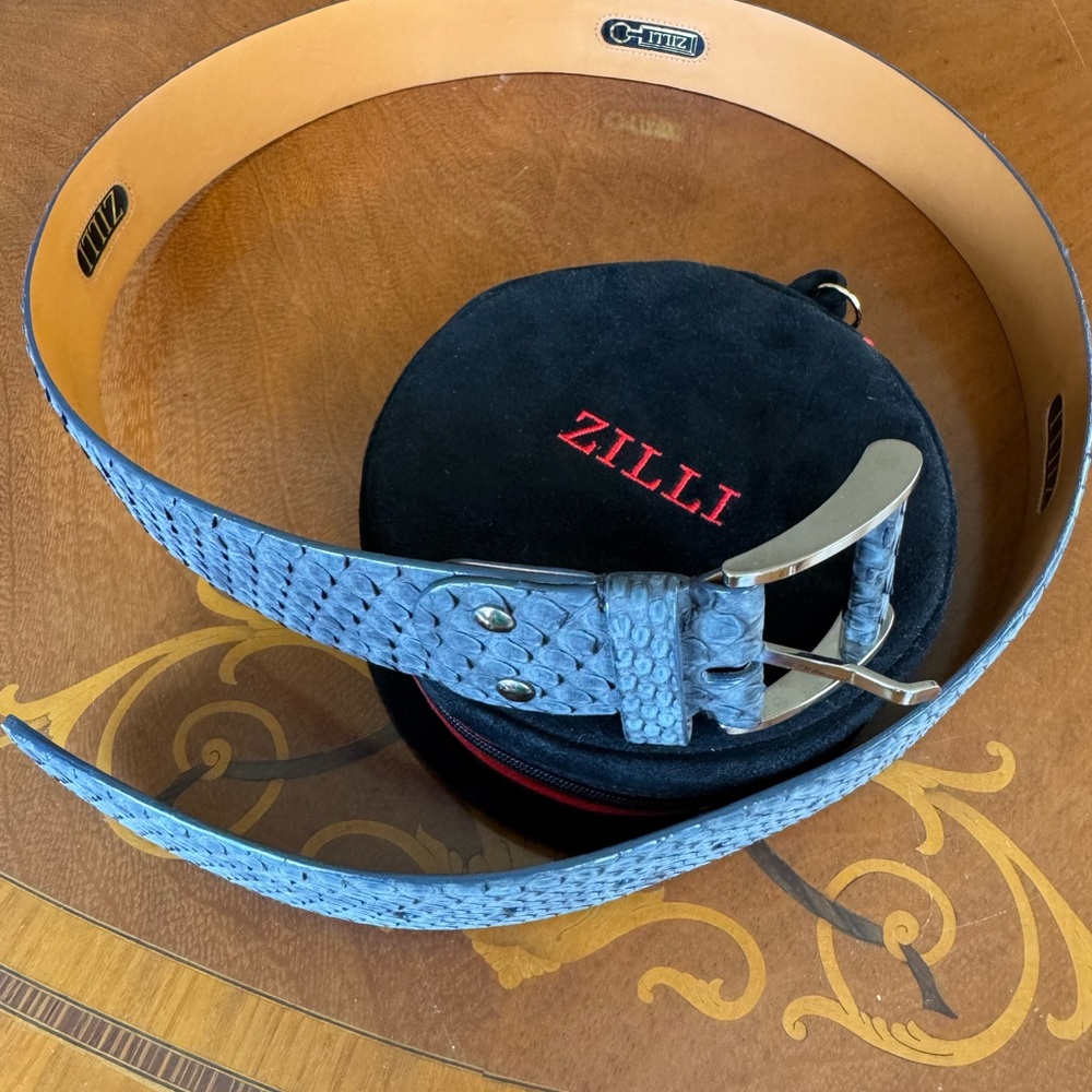 Gray Python Leather Zilli Belt For Men - image 2